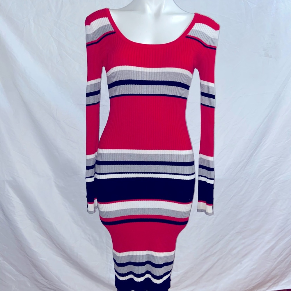Red and black sweater dress